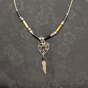 Vintage Native American Genuine Sterling Silver Dreamcatcher Pendant Necklace